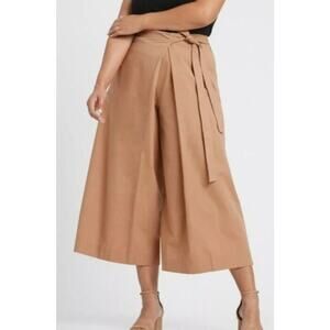 Banana Republic High Rise Wide Leg Cropped Pants size 8 Brown organic Cotton
